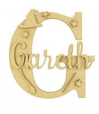 Laser Cut Personalised 3D Letter With Name & Shapes - Wizard Themed
